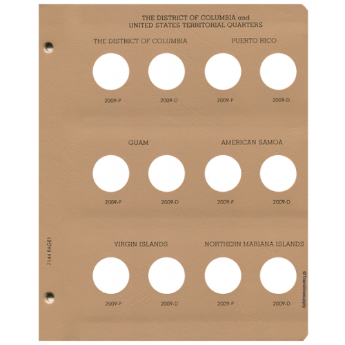 Dansco Coin Album # 7144 For D.C /& Territorial Quarters 2009 Without Proofs