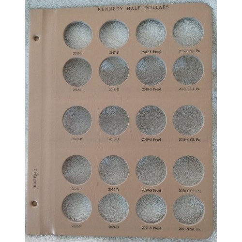 Dansco Coin Album 7166 PAGE # 6 ONLY for Kennedy Half-Dollars From 2018p 2027d